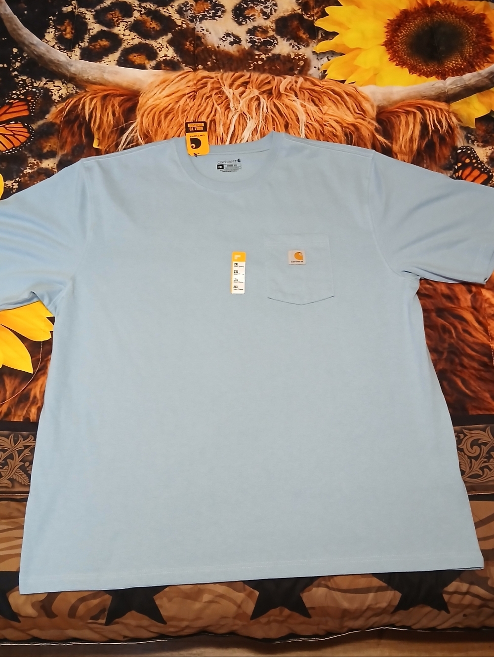Carhartt Pocket T Shirt 2XL Loose Fit Blue NWT Workwear Heavyweight Tee